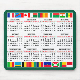 12 month calendar of the year 2025  mouse mat
