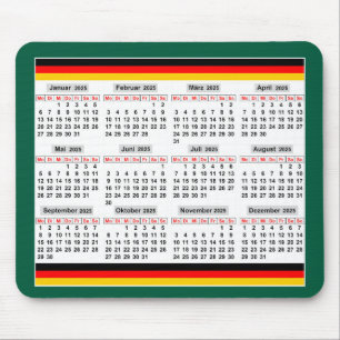 12 month calendar of the year 2025  mouse mat