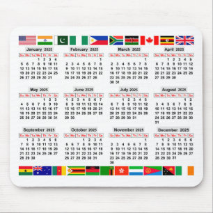 12 month calendar of the year 2025  mouse mat