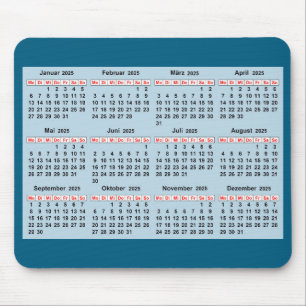 12 month calendar of the year 2025 mouse mat