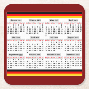 12 month calendar of the year 2025 square paper coaster