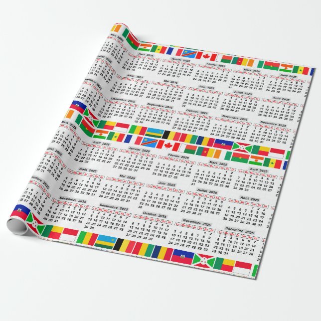 12 month calendar of the year 2025  wrapping paper (Unrolled)