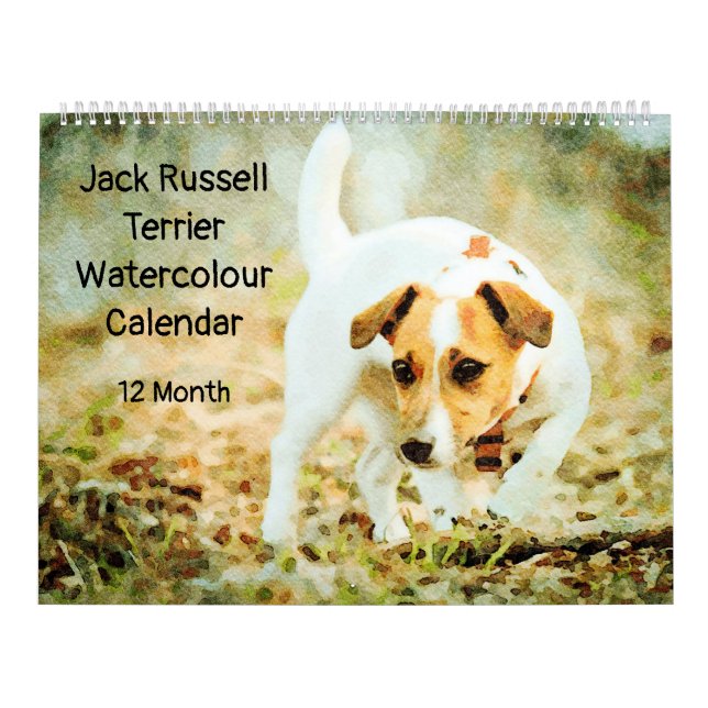 12 Month Jack Russell Terrier Dogs Watercolor Gift Calendar (Cover)