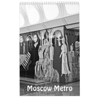 12 month Moscow Metro in black and white Calendar