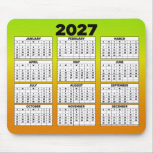 12-Month Year Calendar for 2027 Mouse Mat