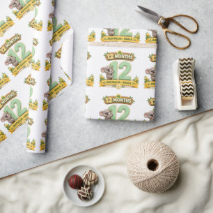 12 Months Baby Milestone First Birthday Wrapping Paper
