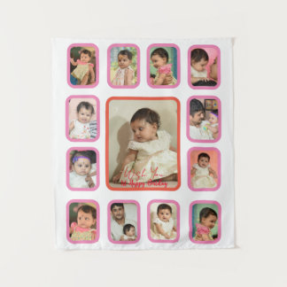 12 Months Baby  photo Collage Tapestry for baby