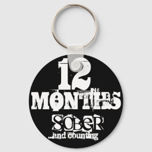 12 Months Sobriety Key Ring