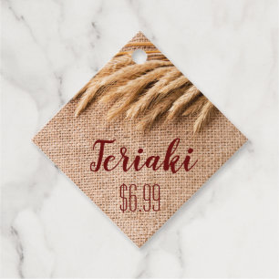 12 Name Price Tags Wheat on Burlap Sack Country Ru