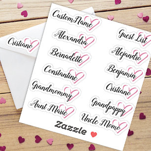 12 Names Custom Guest List Calligraphy Half Heart
