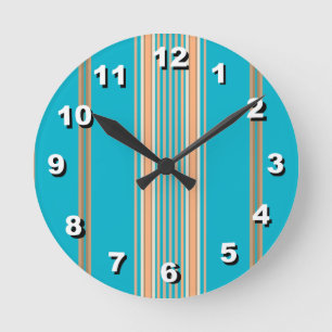 12 Number Choices to Choose-Aqua Striped Clock