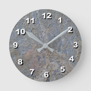 12 Number Choices to Choose-Blue Grey Marble Clock