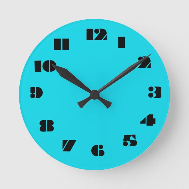 12 Number Choices to Choose From Aqua Clock (Front)