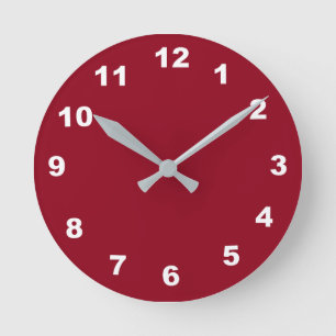 12 Number Choices to Choose From Burgundy Clock