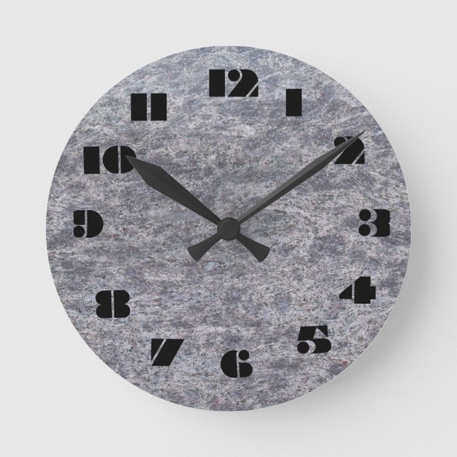12 Number Choices to Choose From Grey Marble Clock (Front)