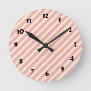 12 Number Choices to Choose-Pink Striped Clock