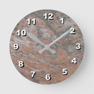 12 Number Choices to Choose- Pnk-Grey Marble Clock