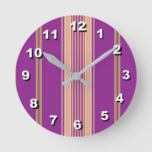 12 Number Choices to Choose-Purple Striped Clock