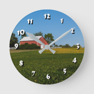 12 Number Choices to Choose -Red Barn-Clock Round Clock
