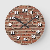 12 Number Choices to Choose-red brick-Clock