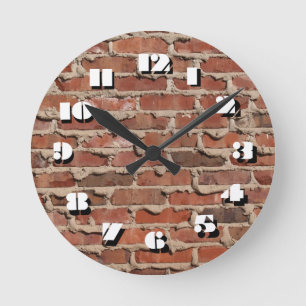12 Number Choices to Choose-red brick-Clock Round Clock