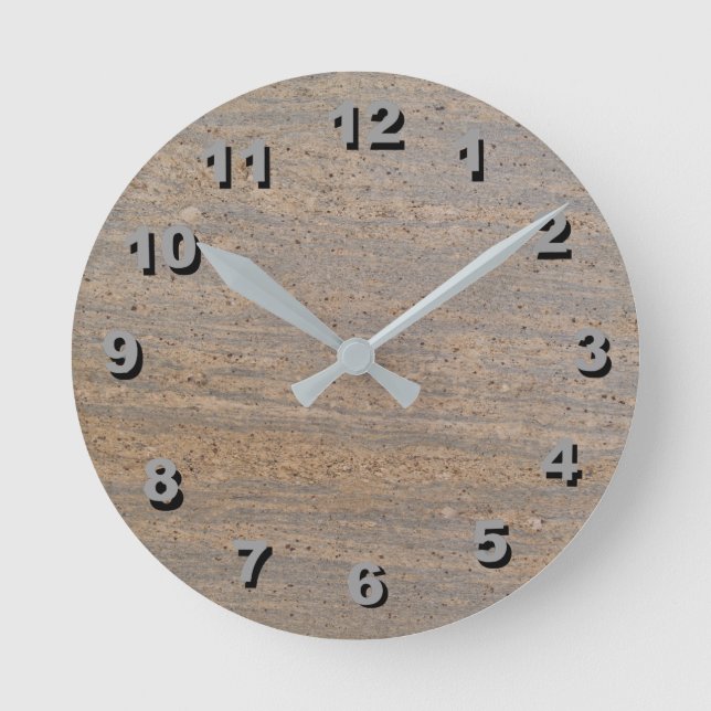 12 Number Choices to Choose-Rusty Brn Marble Clock (Front)