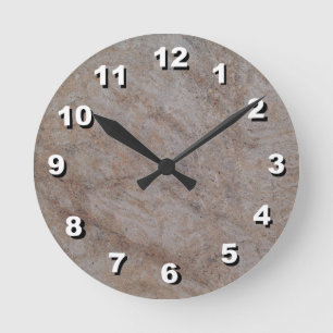 12 Number Choices to Choose- Tan-Brn Marble Clock