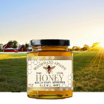 12 oz hexagon Honey with bee honeycomb gold border<br><div class="desc">This 3.75" x 2" label (shipping label) is a perfect size for a 12 ounce sized round or hexagon-shaped honey jar and looks great with a gold lid.</div>