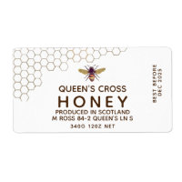 12 oz Honey Hex Jar Label with honeycomb and bee