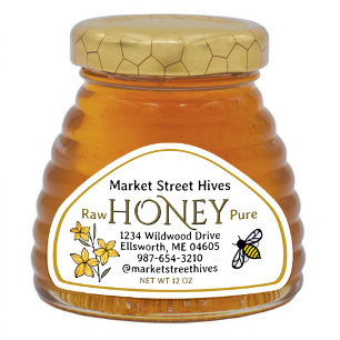 12 oz Skep shape Honey label Transparent or White