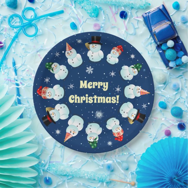 12 Partying Snowmen Paper Plate (Party)