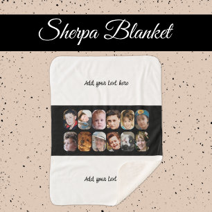 12 photo collage add text white black sherpa blanket