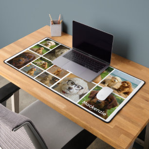 12 Photo Collage And Text Personalised Desk Mat