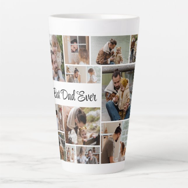 12 Photo Collage Best Dad Ever   Latte Mug (Front)