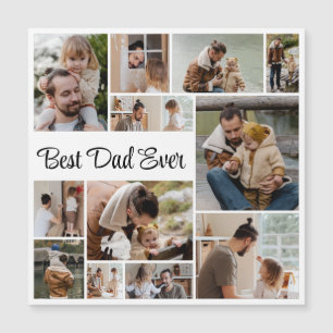 12 Photo Collage Best Dad Ever Magnetic Card