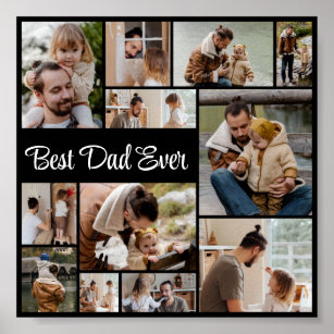12 Photo Collage Best Dad Ever Poster