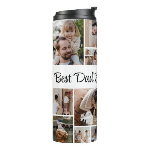 12 Photo Collage Best Dad Ever   Thermal Tumbler