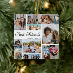 12 Photo Collage Best Friends Forever Ceramic Ornament