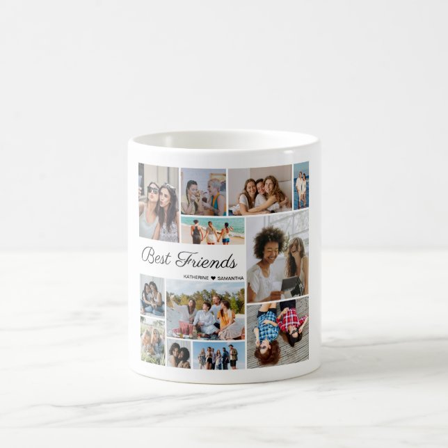 12 Photo Collage Best Friends Forever Coffee Mug (Center)