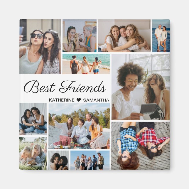 12 Photo Collage Best Friends Forever Magnet (Front)