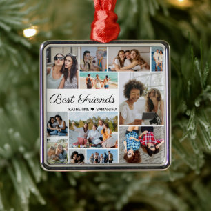 12 Photo Collage Best Friends Forever Metal Tree Decoration