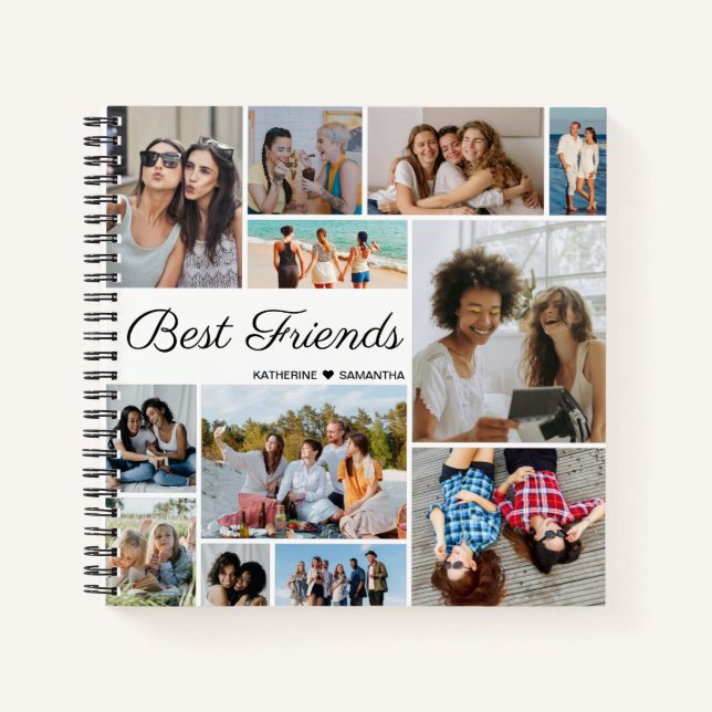 12 Photo Collage Best Friends Forever Notebook (Front)
