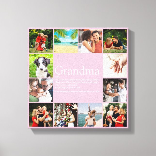 12 Photo Collage Best Grandma, Granny Definition Canvas Print (Front)