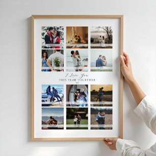 12 Photo Collage Calendar Valentine's Day Poster