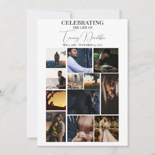 12 Photo Collage Celebrating Life Funeral Program Invitation