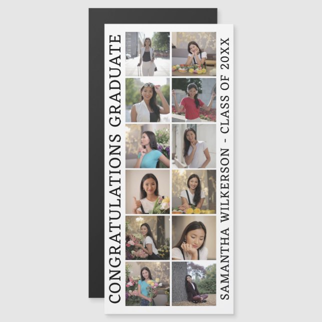 12 Photo Collage Congrats Graduate Magnetic Card (Front/Back)