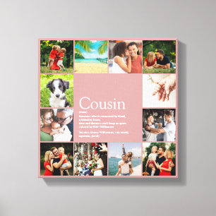 12 Photo Collage Cousin Definition Dusty Rose Pink Canvas Print