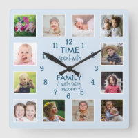 12 Photo Collage Family Time Quote Pastel Blue