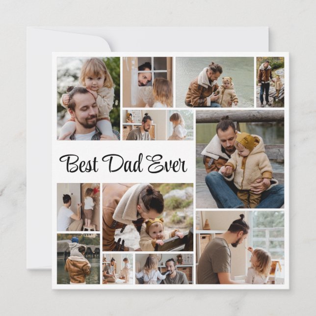 12 Photo Collage Father's Day Best Dad Ever  Card (Front)