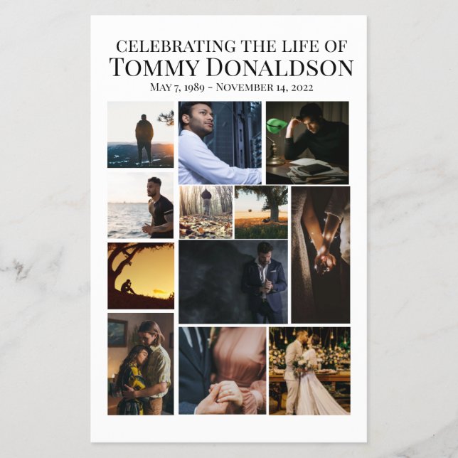 12 Photo Collage Funeral Flyer (Front)